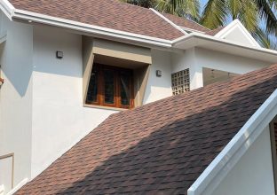Shingle roofing for a residential house