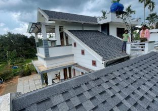 Grey shingle roofing for a residential house